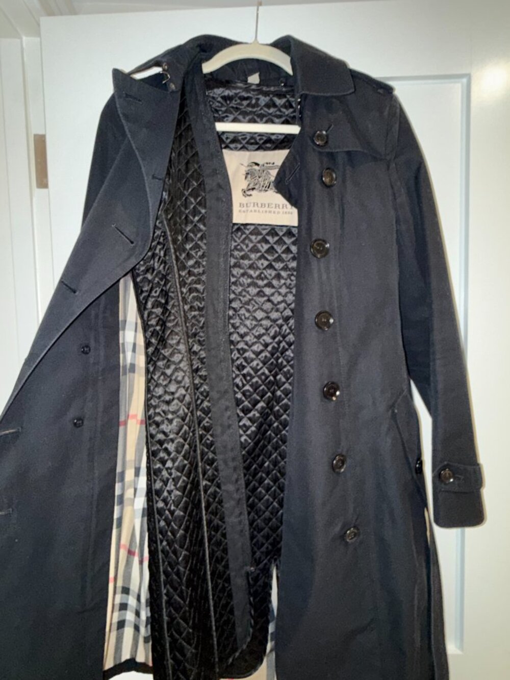Double-Breasted Trench Coat with Detachable Diamond-Quilted Lining - Picture 3 of 6